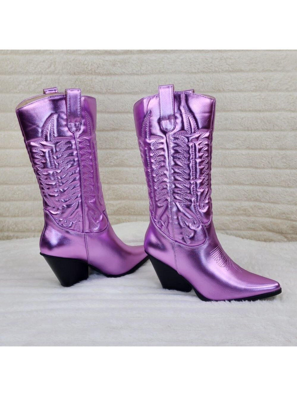 Disco Cowboy Metallic Lilac Purple Western Cowgirl Boots New - Picture 4 of 9
